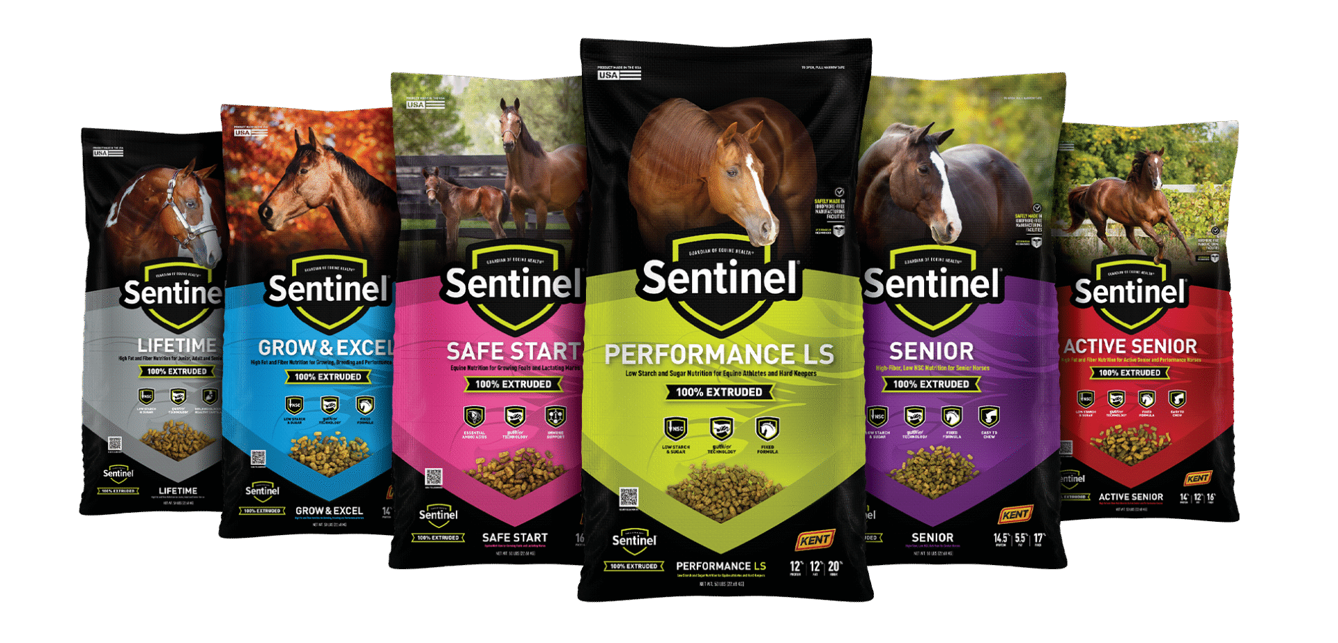 Sentinel 100% Extruded Feed Lineup